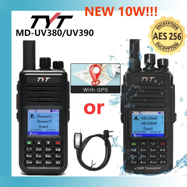 TYT NEW AES256 Encryption MD-UV380/390 Digital Walkie Talkie VHF UHF Dual Band Waterproof Radio GPS Ham Radio DMR Portable Transceiver