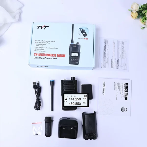 TYT TH-UV58 IP68 Waterproof 10W Power UHF VHF Walkie Talkie 3200mAh Battery USB Type-C Charging Support 200 CH Radio TYT TH UV99 - Image 4