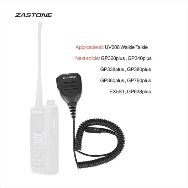 ZASTONE UV008 Walkie Talkie Speaker Microphone Two Way Radio PTT Speaker Mic Microphone For GP328PLUS GP344 GP388 - Image 6