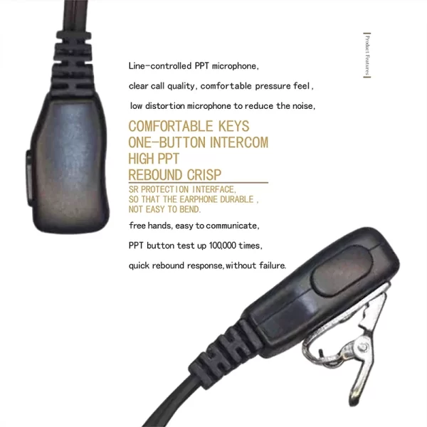 Walkie Takie Headset For Motorola GP328plus GP338plus GP344 GP388 EX500 Zastone UV008 Earphone Pin plug Ear Hook Earpiece - Image 4