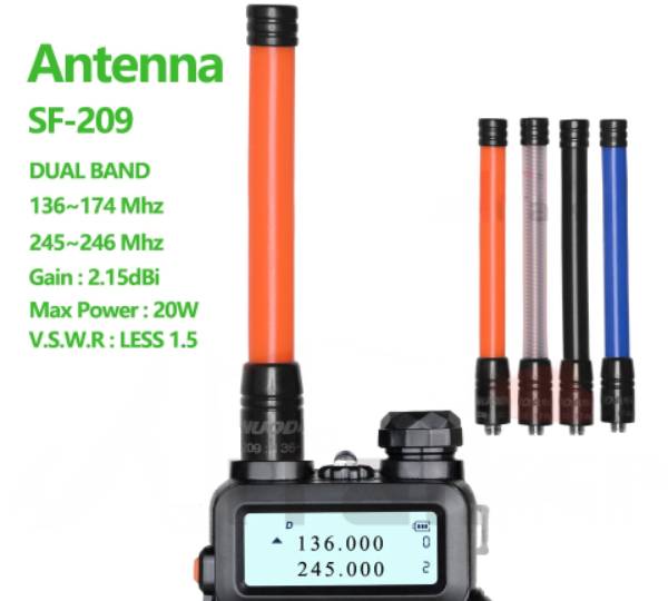 SF209 Mini SMA-F SMA-M BNC VHF 136~174 245~246Mhz Dual Band Soft Antenna For Walkie Talkie Wouxun KG-UV8D Two Way Radios Baofeng UV5R