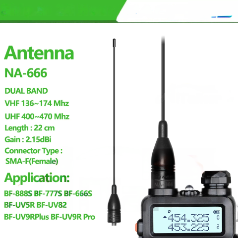 NAGOYA NA-666 SMA-F Soft Antenna VHF+UHF Dualband Antenna for Radio BAOFENG Kenwood RETEVIS