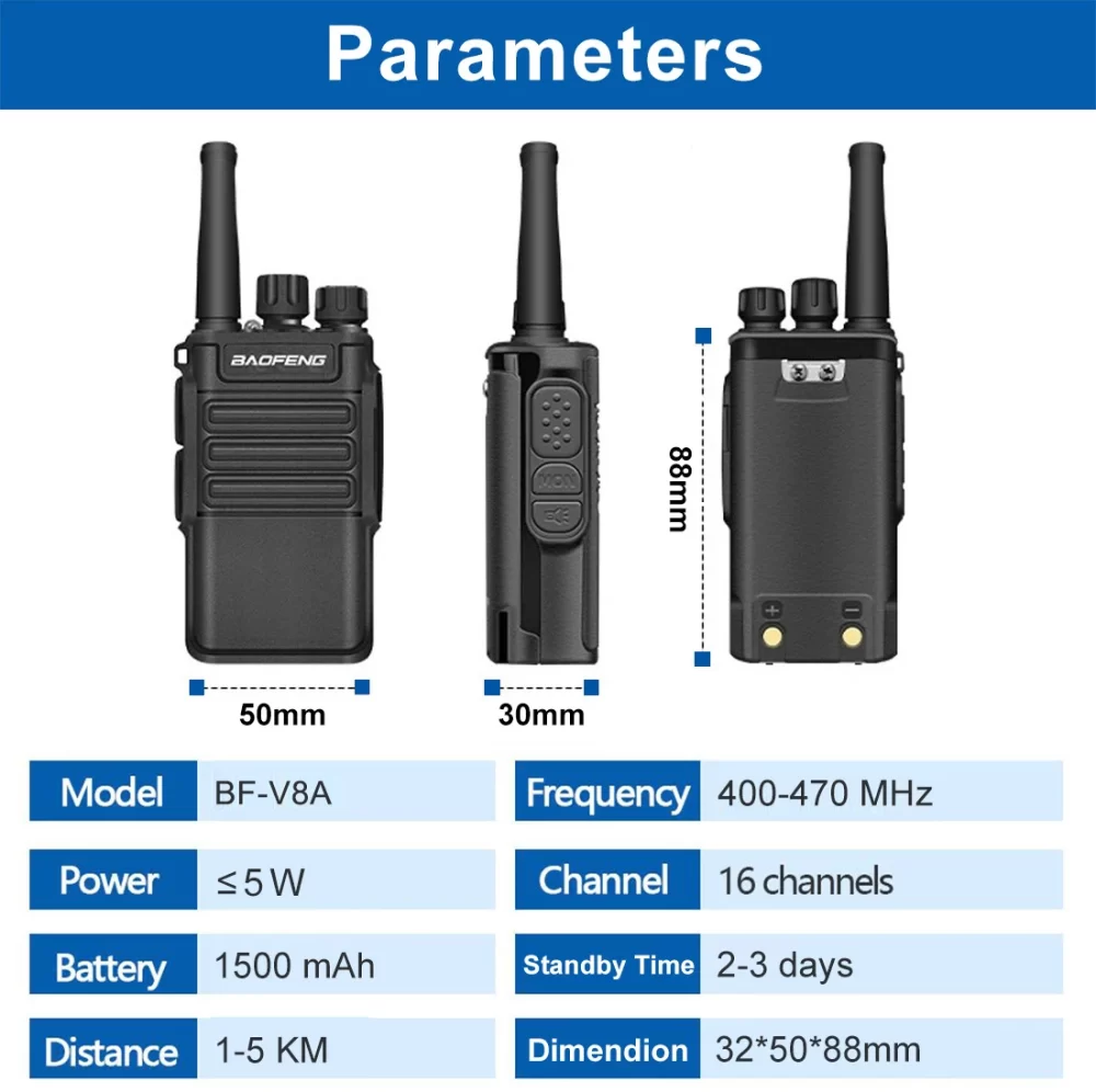 1PCS/2PCS/5PCS Baofeng BF-V8A Handheld Portable Receiver VOX Function UHF 400-470MHZ Mini Radio - Image 5
