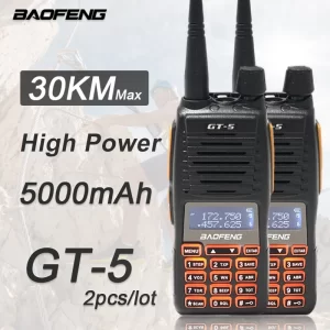 2pcs/lot Baofeng GT-5 10W Dual PTT 5000mAh Dual Band Ham Radios UV82 Update