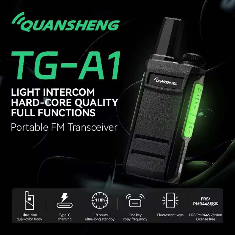 QuanSheng TG-A1 Mini Walkie Talkie Slim UHF One Key Copy Frequency