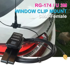 Nagoya RB-CLP Window Mount Clip RG-174/U 3m Cable for Handheld Two Way Radio