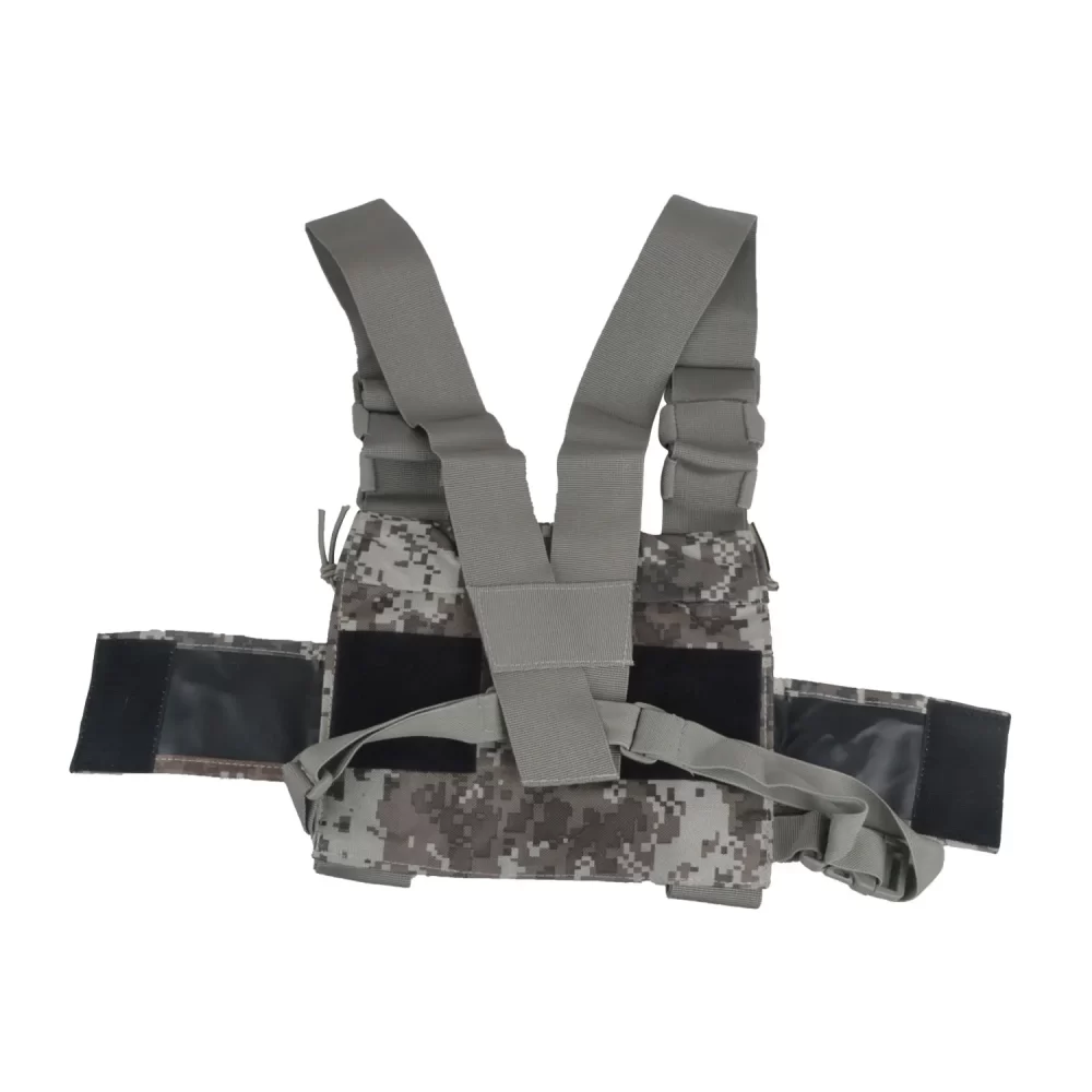 Universal Walkie Talkie Chest Pack with Adjustable Strap, Two Pen Holders, One Velcro-secured Pouch Black/Camouflage Color - Image 4