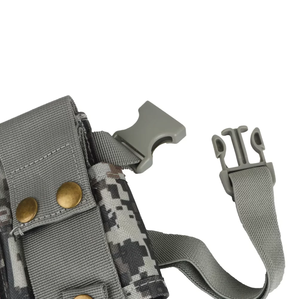Universal Walkie Talkie Chest Pack with Adjustable Strap, Two Pen Holders, One Velcro-secured Pouch Black/Camouflage Color - Image 3