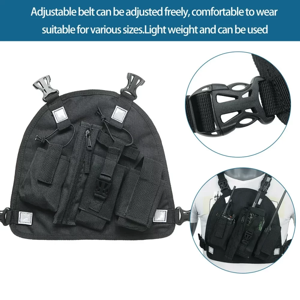 Walkie Talkie Chest Pocket Bags Pack, Harness Backpack Holster Walkie Talkie Carry Case for All radios PT09 - Image 5