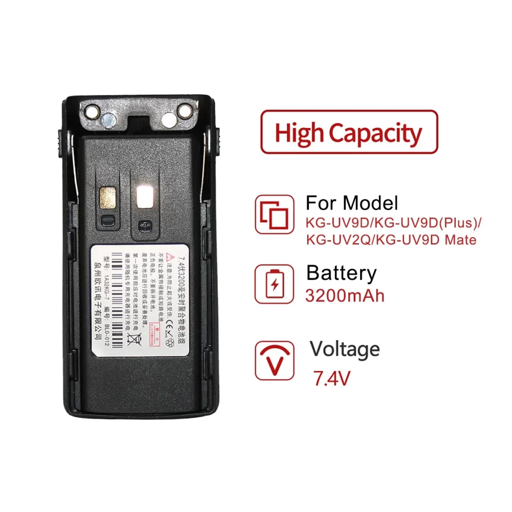 Wouxun KG-UV9D Plus Replacement Battery Type-C Charging for KG-UV9D KG-UV2Q/KG-UV9DMate Radio - Image 5
