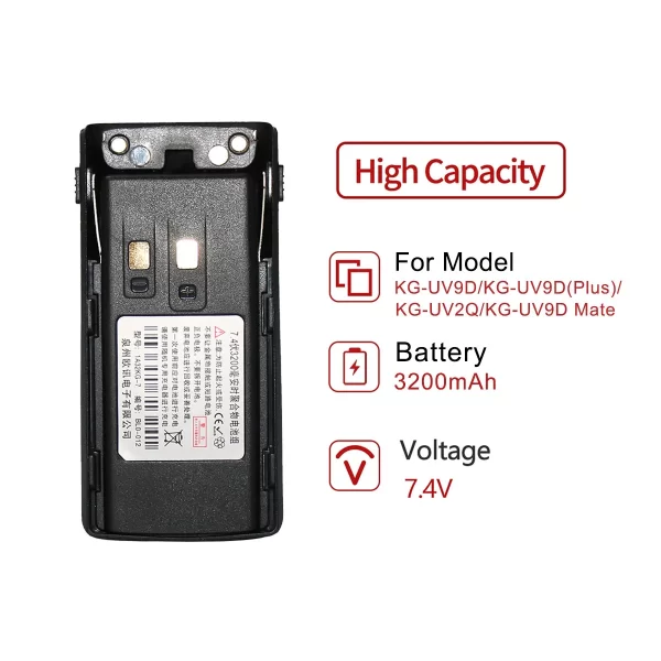 Wouxun KG-UV9D Plus Replacement Battery Type-C Charging - Image 5