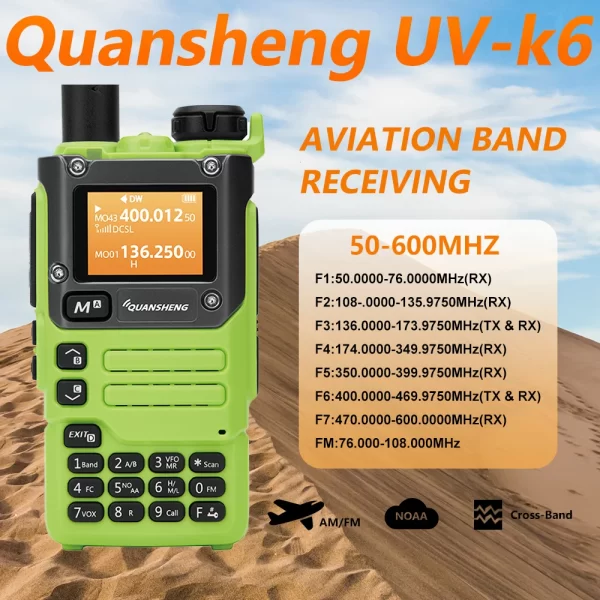 5pcs/lot 5W Green UV-K6 Quansheng Portable Walkie Talkie - Image 2
