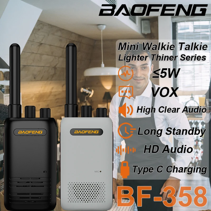 Baofeng BF-358 Mini Portable Walkie Talkie USB Fast Charge Lighter Intercom