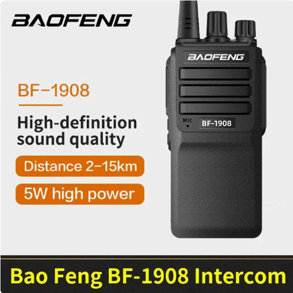 BaoFeng BF-1908 Profesional 8W Long Distance 2km-15km Handheld Two way Radio for Hotels, road trips, construction sites