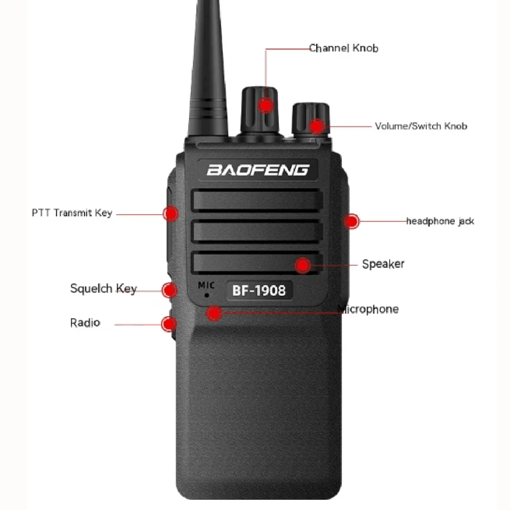 BaoFeng BF-1908 Profesional 8W Long Distance 2km-15km Handheld Two way Radio for Hotels, road trips, construction sites - Image 3