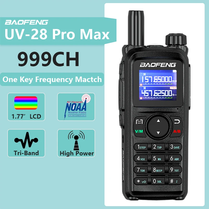 UV-28 Pro Max Baofeng UV 28 Amateur Radio 5-10km 10W Tri Band USB C Charging NOAA 999CH UV-28L Long Range FM Ham Two Way Radio