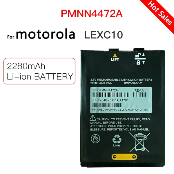 Original 2280mAh LEX C10 walkie-talkie Rechargeable battery for Motorola LEXC10 PMNN4472A PA33GAB013A Z9867 3.7V thin batteria - Image 4