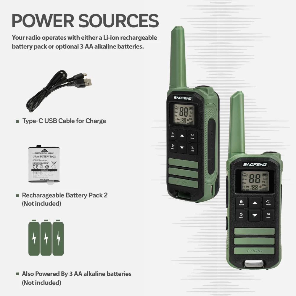 3Pcs Baofeng FR-22A FRS 462MHz Mini Amateur Radio For Sport, Hiking, NOAA (without earphone) - Image 3