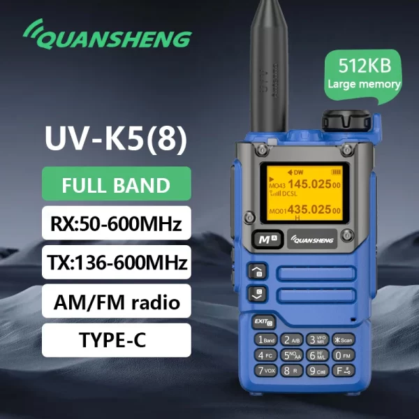 Blue Quansheng UV K5 (8) Multi Frequency AIR Reception UV-K6 Walkie Talkie