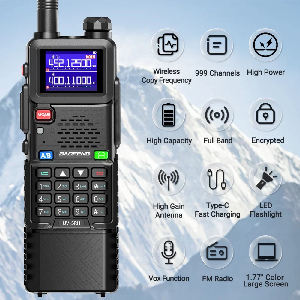 Baofeng UV-5RH PRO MAX Long Range 3800mAh Wireless Copy Frequency Multi Band Handheld Radios - Image 4