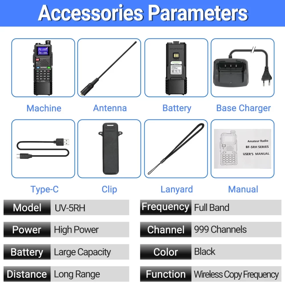 Baofeng UV-5RH PRO MAX Long Range 3800mAh Wireless Copy Frequency Multi Band Handheld Radios - Image 6