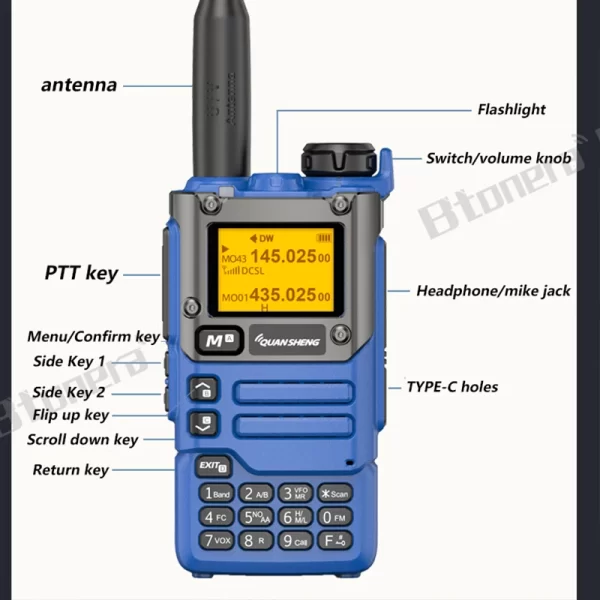 Blue Quansheng UV K5 (8) Multi Frequency AIR Reception UV-K6 Walkie Talkie - Image 4