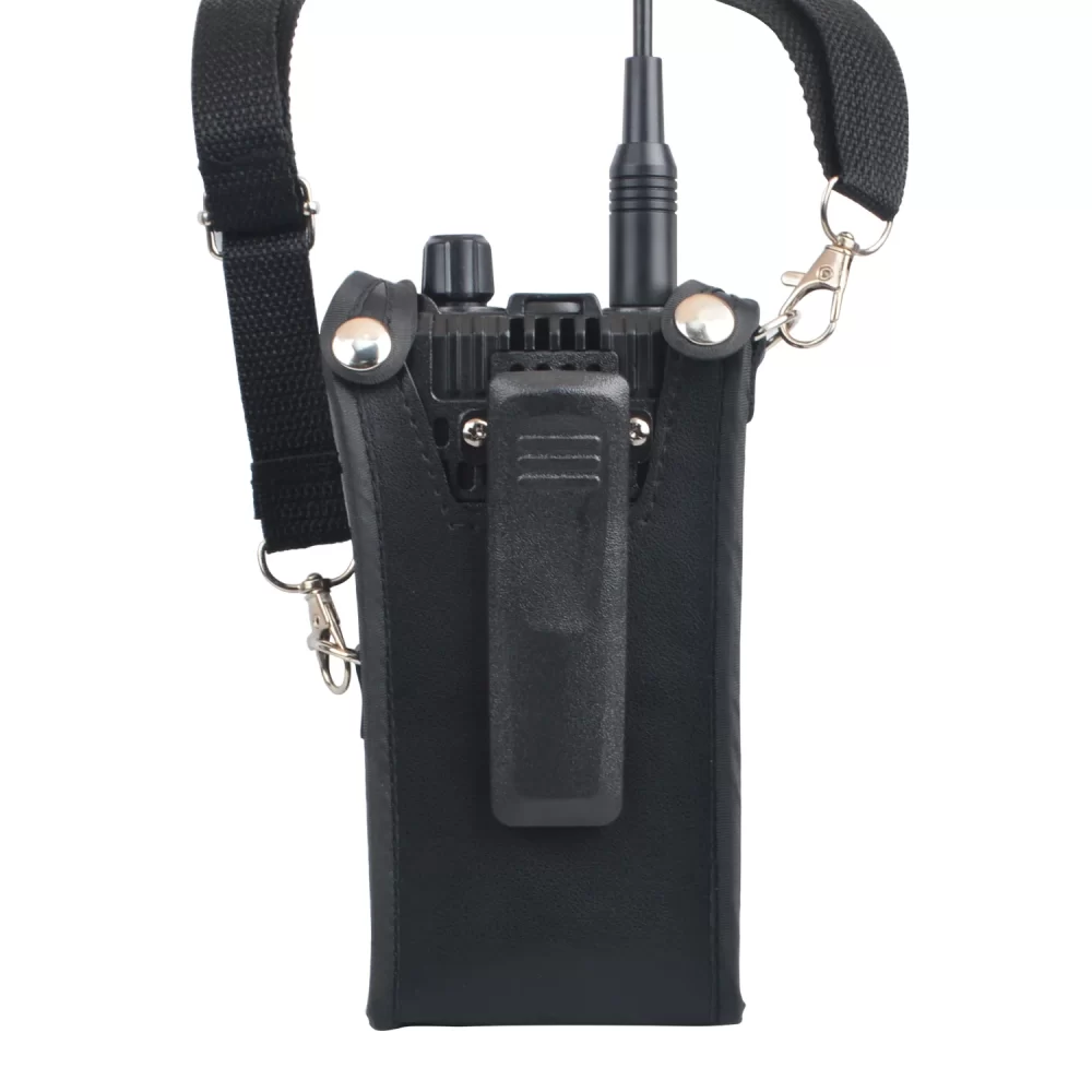 Leixen UV-25D Portable Walkie Talkie Carry Case Artificial Soft Leather Pouch with Adjustable Strap - Image 2