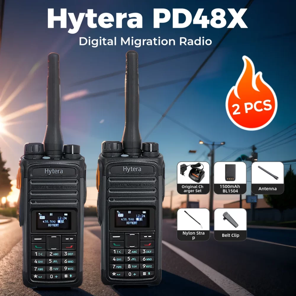 2PCS HYTERA  PD488 / PD480 / PD482 / PD485 / PD486 Digital Walkie Talkie Full-Keypad Long Range DMR Professiona Radio