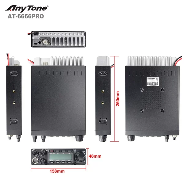 2024 New Anytone AT-6666Pro Output AM 80W FM50W High Power 10 Meter Radio with AM/FM/SSB/CW/PA 10 Meter Band for Truck Drivers - Image 4