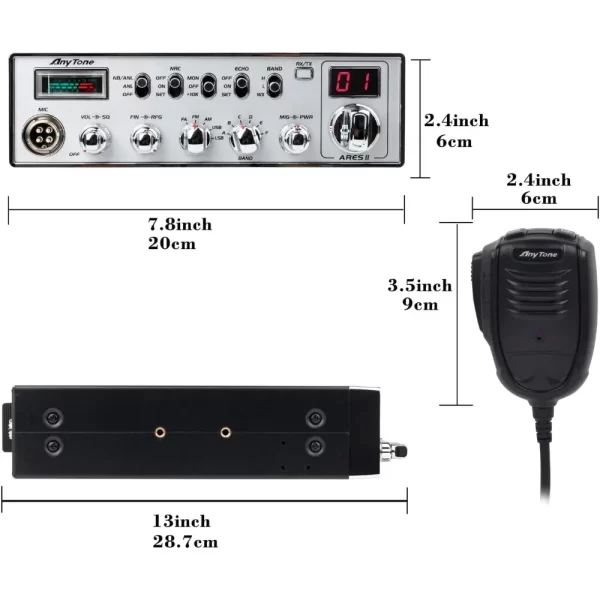 AnyTone ARES II 10 Meter Radio for Truck, with CTCSS/DCS, High Power Output Max FM 40W, AM 12W,SSB 35W - Image 3