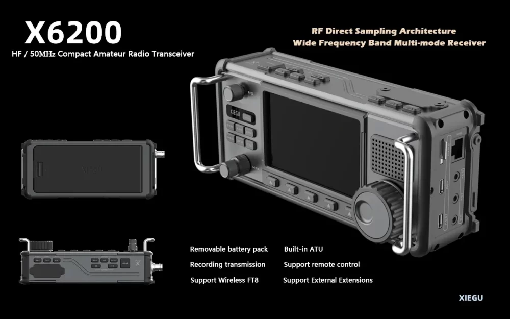 Original XIEGU X6200 SDR Portable Shortwave Radio HF/50MHz Full Mode 8W Built-in Antenna Tuner - Image 4