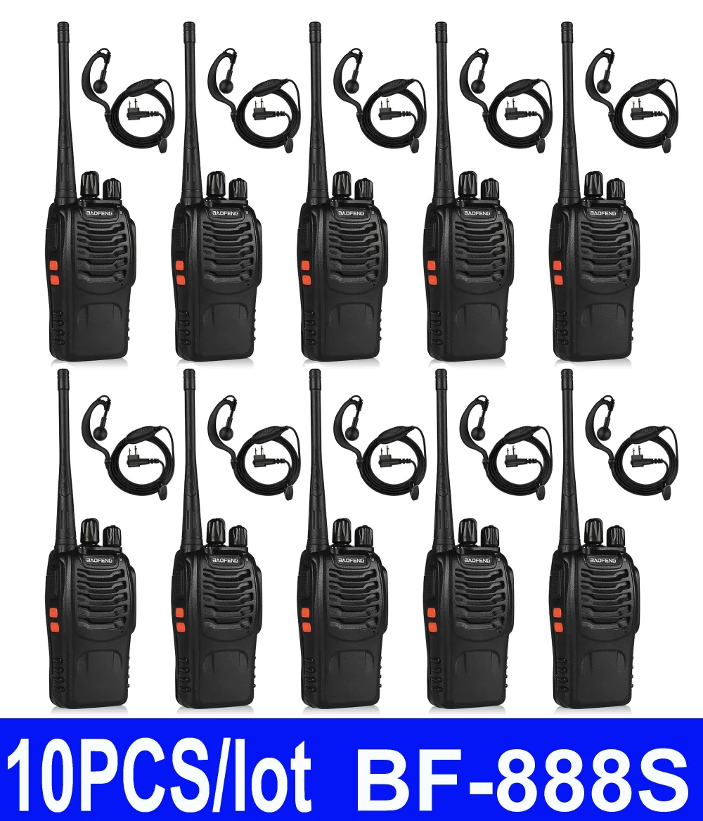 10pcs/Lot Baofeng BF 888S  Portable two way radio with earpiece bf888s transceiver