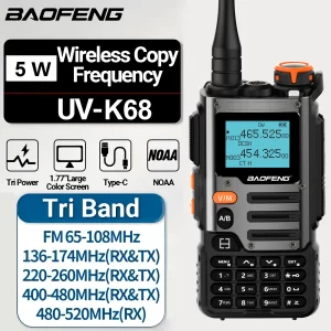 Baofeng UV-K68 Walkie Talkie Cheap Air Band Radio TYPE-C K68 Charge UHF VHF DTMF FM NOAA Wireless Frequency Two Way Radio