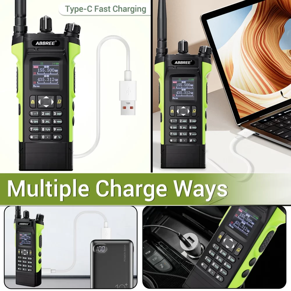 ABBREE AR-8000 Air Band 12W Walkie Talkie Dual PTT Dual Display High Power Wireless Copy Frequency Type-c Handheld Ham Radio - Image 5