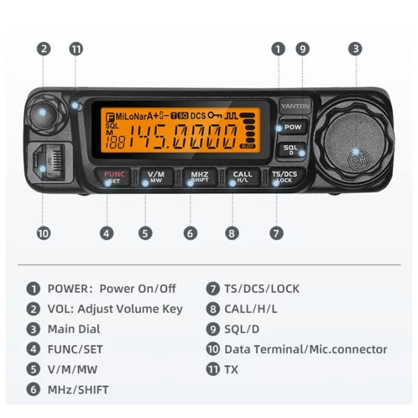 Free Shipping Yanton TM-8600 FM walkie talkie 60w UHF400-480MHz mobile radio talkie-walkie 25KM - Image 2