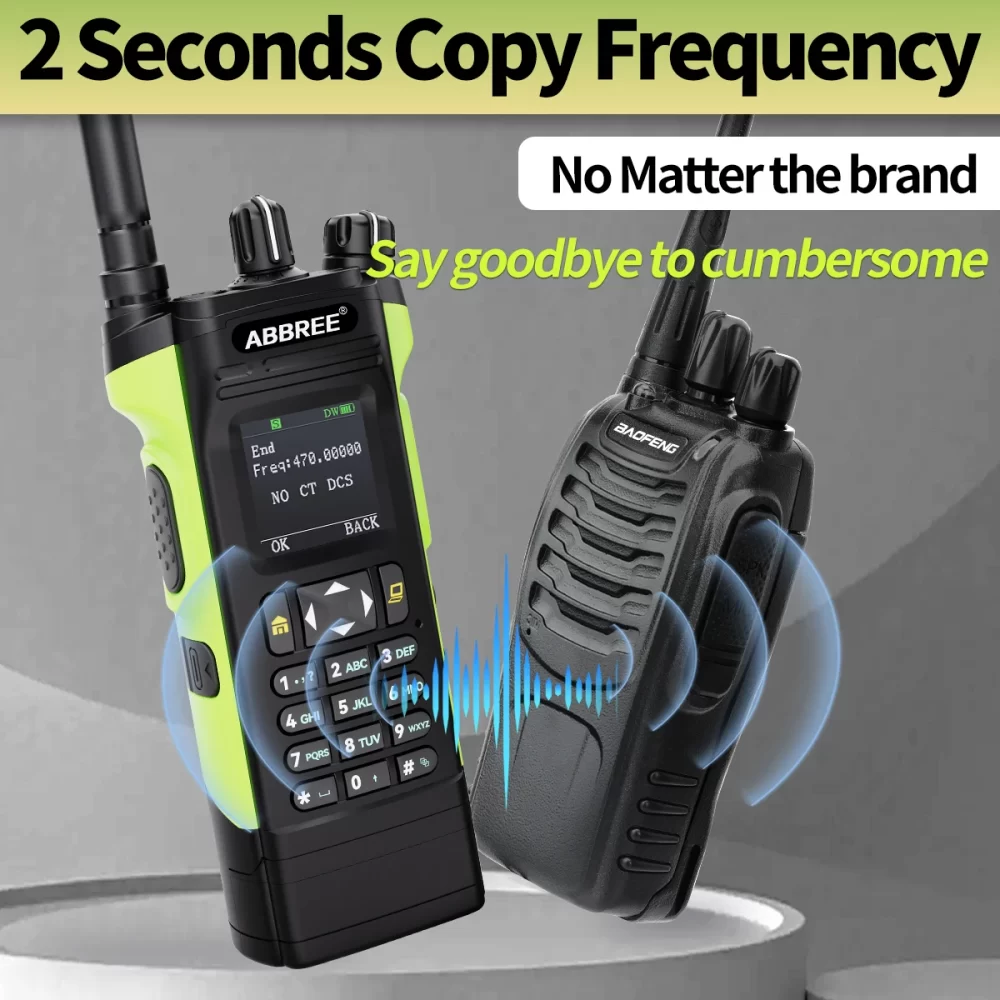 ABBREE AR-8000 Air Band 12W Walkie Talkie Dual PTT Dual Display High Power Wireless Copy Frequency Type-c Handheld Ham Radio - Image 4