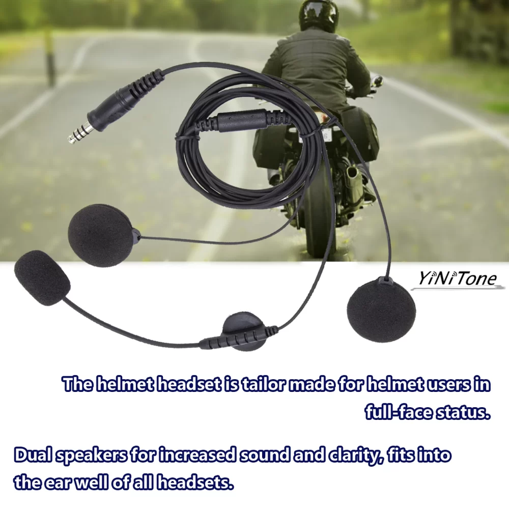 Helmet earphone For Kenwood BAOFENG UV5R Ham Two Way Radio with Boom Mic Civilian Wired 7.1mm Plug NATO Motorcycle Headset - Image 2