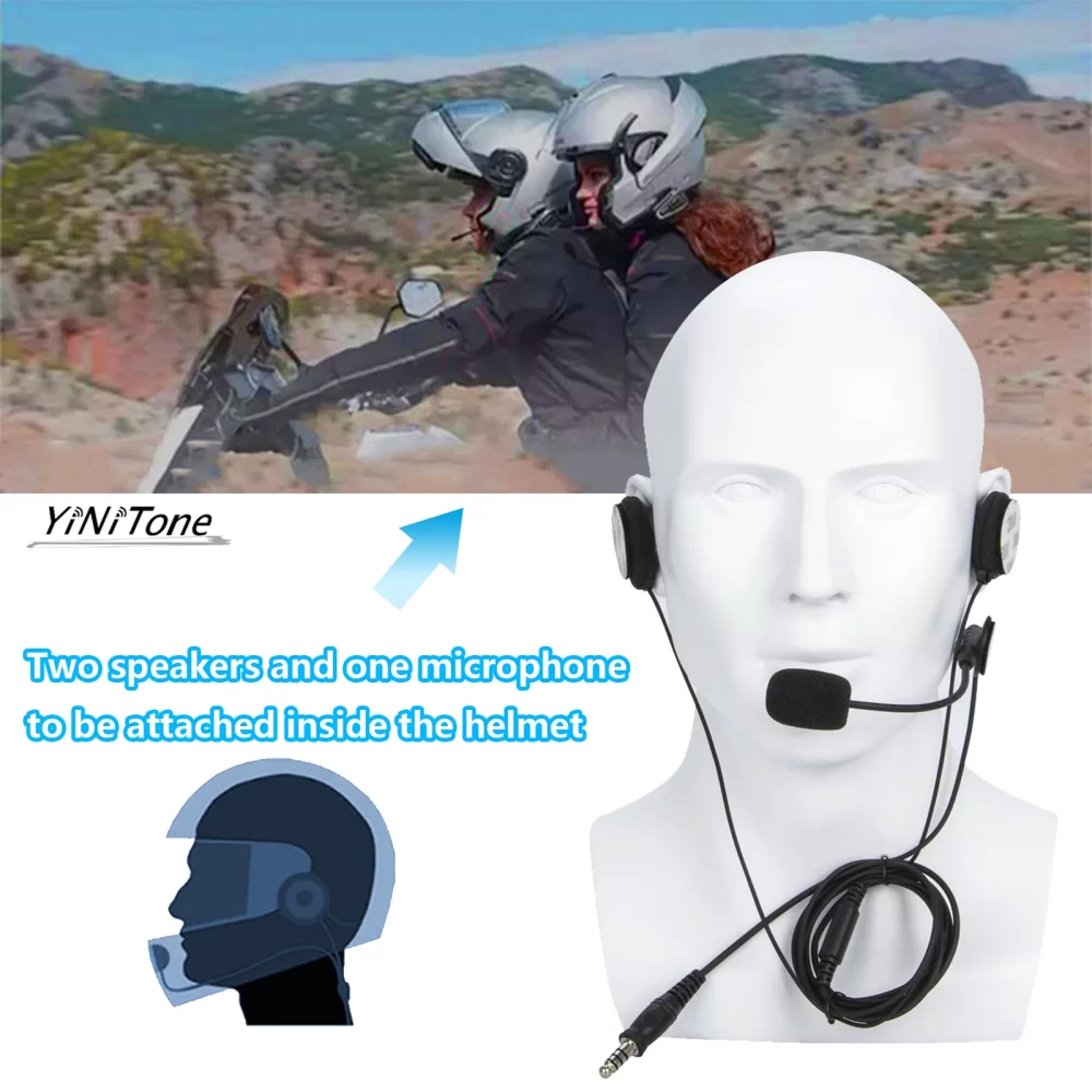 Helmet earphone For Kenwood BAOFENG UV5R Ham Two Way Radio with Boom Mic Civilian Wired 7.1mm Plug NATO Motorcycle Headset - Image 3