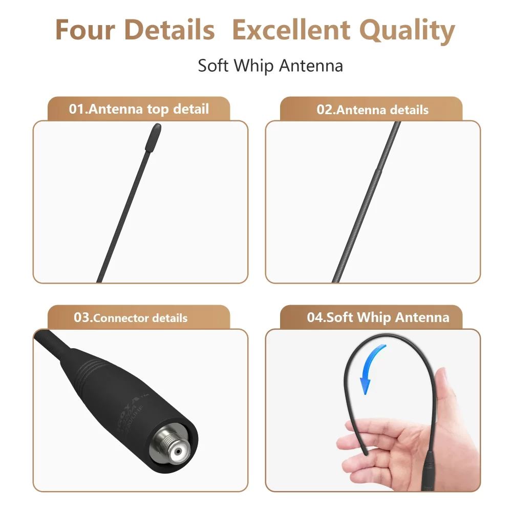 NA-320A Nagoya Soft flexible whip Antenna SMA-Female Original Tri-Band For Baofeng DM-1701A DM-32 QUANSHENG UV-K5 TYT-888 Radios - Image 6