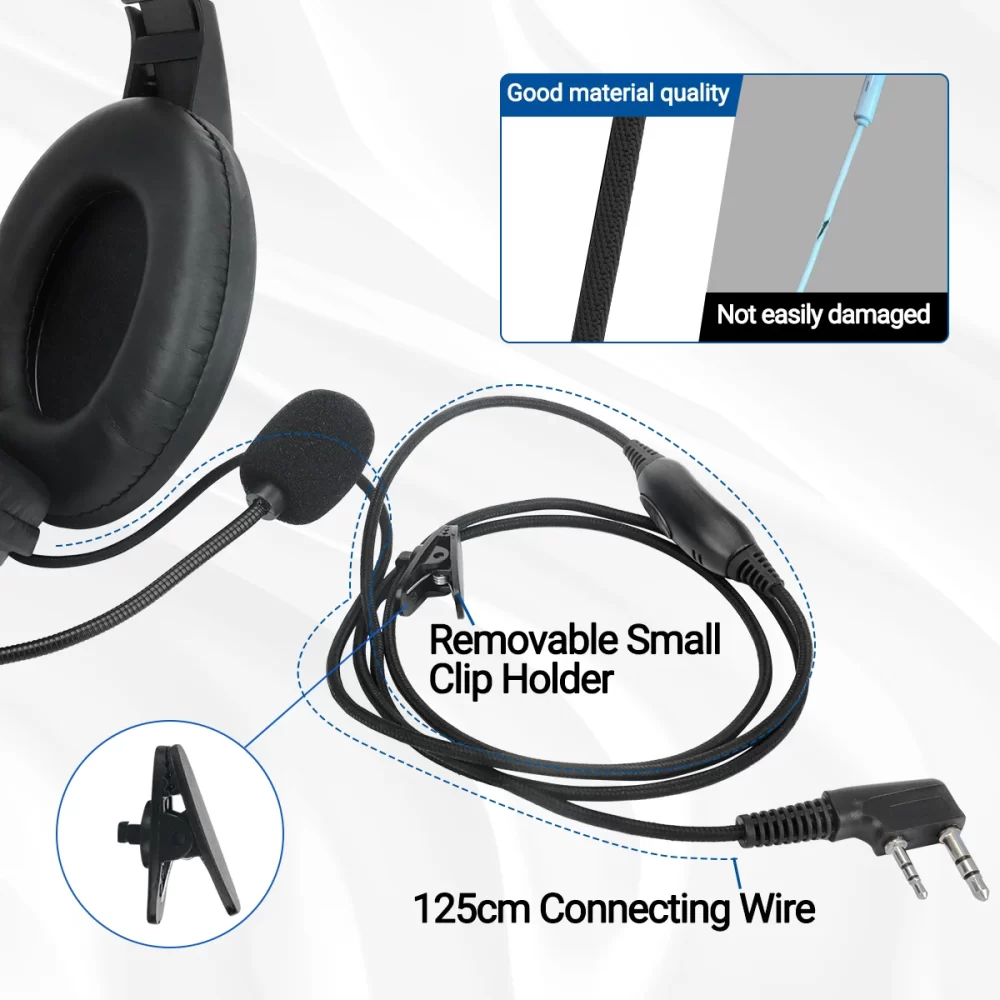PTT VOX MIC Flexible Earphone Two Way Radio Headset for Baofeng UV-21 Pro UV-5R Quansheng UV-K5(8) UV-K6 Walkie Talkies - Image 3