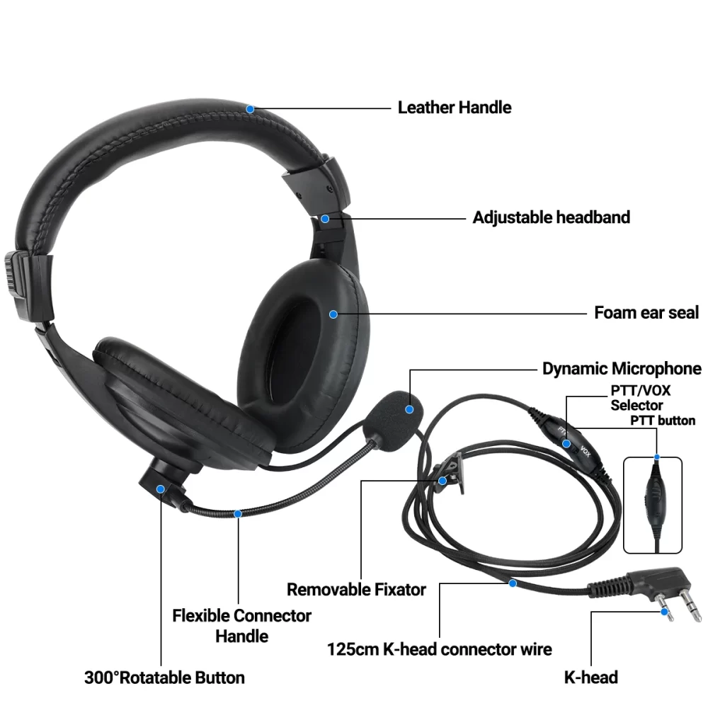 PTT VOX MIC Flexible Earphone Two Way Radio Headset for Baofeng UV-21 Pro UV-5R Quansheng UV-K5(8) UV-K6 Walkie Talkies - Image 2