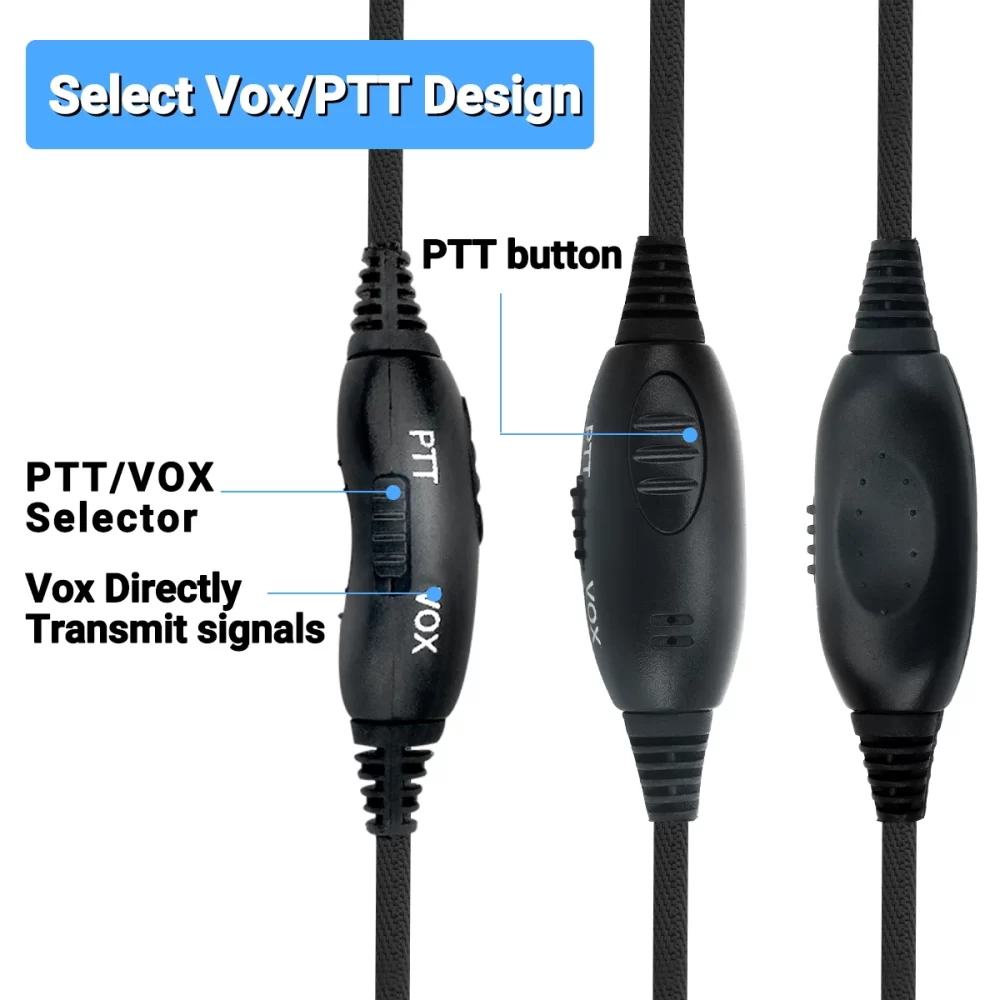 PTT VOX MIC Flexible Earphone Two Way Radio Headset for Baofeng UV-21 Pro UV-5R Quansheng UV-K5(8) UV-K6 Walkie Talkies - Image 4