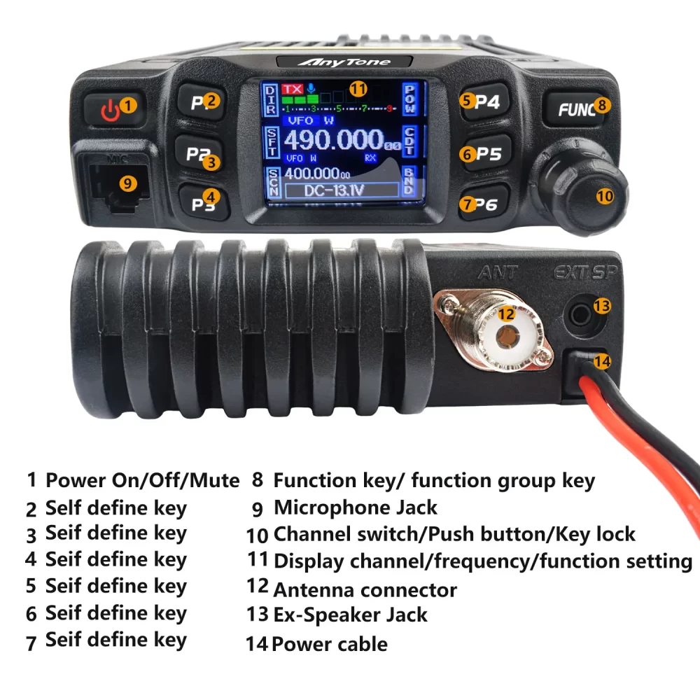 Anytone AT-778UVII GMRS VOX Dual Band 136-174MHz&400-490MHz 25Watt 200Channels 2m 70cm Amateur Analog Mobile Radio Color Screen - Image 4