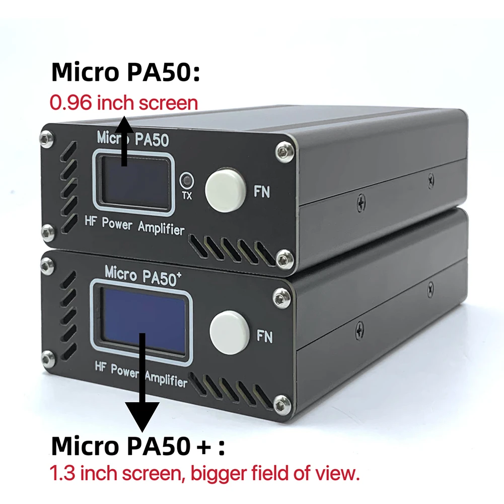 New Micro PA50+ (PA50 Plus) 50W 3.5MHz-28.5MHz 1.3inch OLED Screen Intelligent Shortwave HF Power Amplifier SWR Meter LPF Filter