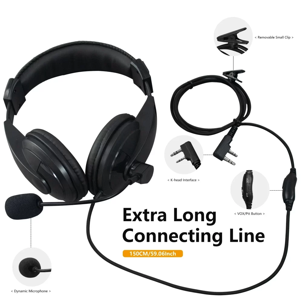 Walkie Talkie Headphone OverHead Headset K Type Plug Earphone For Baofeng UV5R UV-26 DM-1701A Quansheng UV-K6 UVK5 Kenwood Radio - Image 5