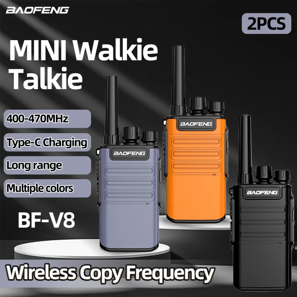 2pcs/lot Baofeng Mini Two way Radio BF-V8 Long Range UHF Large Capacity Transceiver