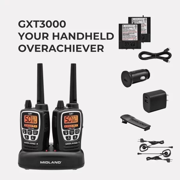 2Pack Midland GXT3000 GMRS Long Range Handheld Walkie Talkies - Image 3