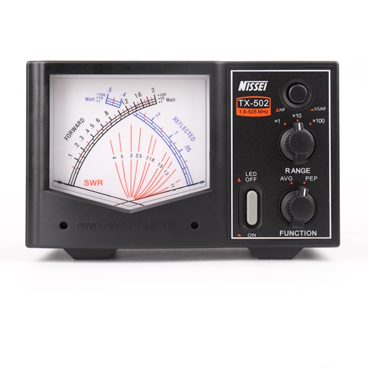 NISSEI TX-502 Mini SWR Watt Meter 1.6-525MHz HF/V/U Band 200W Power Meter for Ham Radios