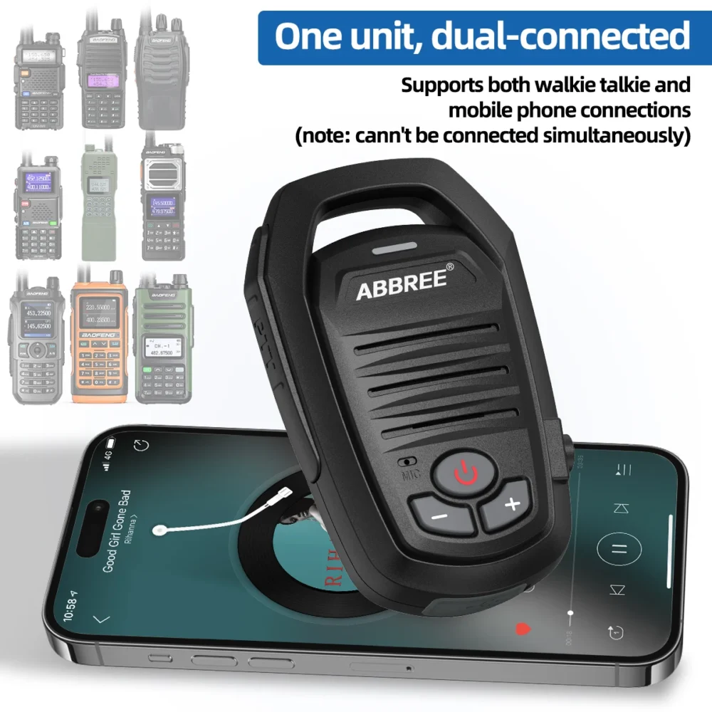 ABBREE Wireless Bluetooth Handheld Speaker Mic For BaoFeng UV-5R BF-888S Quansheng UV-K5 UV-K6 Two Way Ham Radio - Image 3