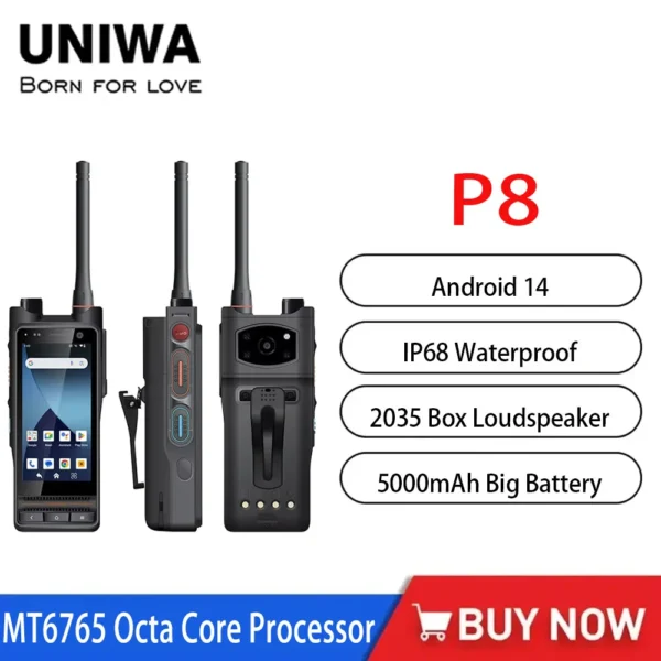 Smart Phone Zello Walkie Talkie UNIWA P8 4 Inch HD+ Capacitive IPS Touch Screen NFC 5000mAh UHFAndroid 14